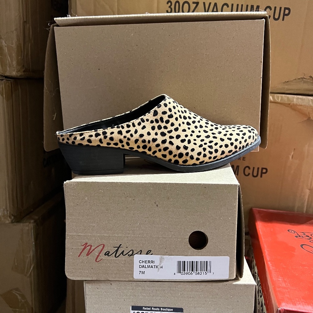 Leopard suede mules